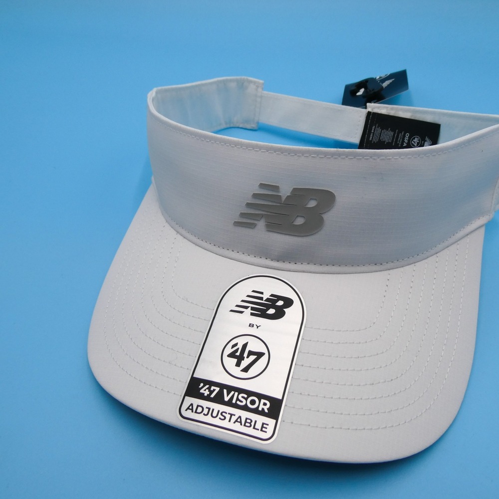 New Balance Visor Mens One Size 47 Brand White Adjustable Sport Hat NWT - Picture 2 of 5